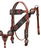 Showman® Navajo embroidered headstall and breast collar set.