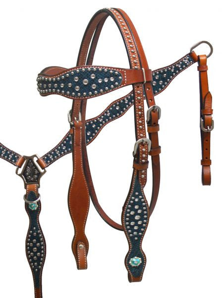 Showman ® Snake print headstall and breast collar set with crystal rhinestones.
