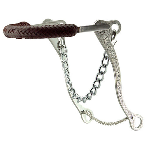 Braided Leather Nose Hackamore w/Engraved Shanks