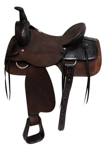 ONE OF A KIND *NEW* 16" Buffalo Roper style saddle with basket weave tooling.