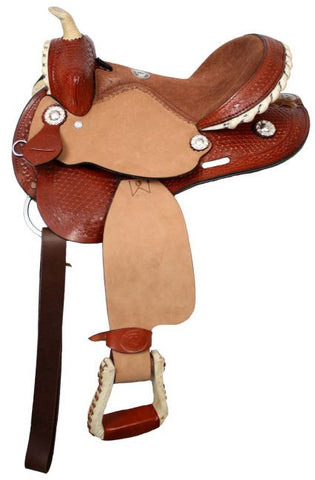 12" Fully tooled Double T youth saddle