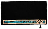 Showman® 36" x 34" 100% New Zealand wool show pad with 3" leather strip with hair on zebra print.