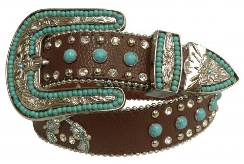 Showman Couture ™  Western style bling belt with crossed guns conchos and removable buckle.