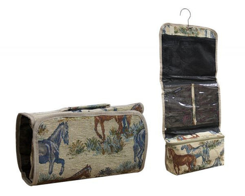 Horse embroidered folding accessory case.