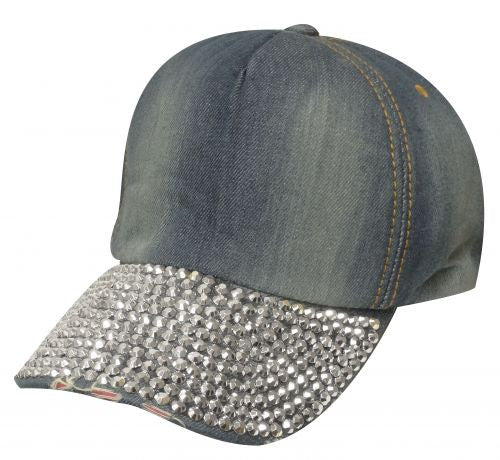 Showman Couture ™ Bling denim hat with crystal rhinestone bill.