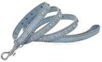 Showman Couture ™ Blue leather leash with crystal rhinestones.