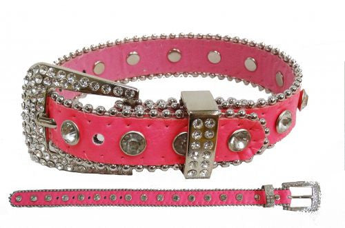 Showman Couture ™ Pink leather fashion dog collar with crystal rhinestones.