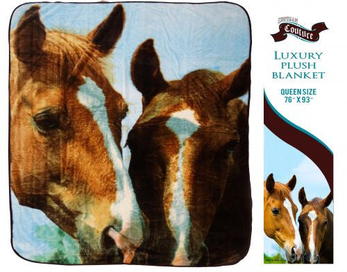 Showman Couture ™ Luxury plush blanket with " Barn Buddies" print. Queen Size 76" x 93".