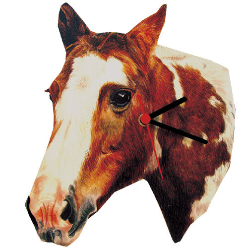 Piebald Horse Head Shaped Clock
