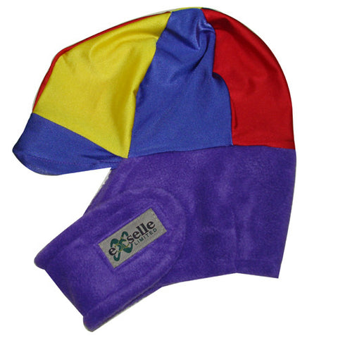 Winter Helmet Cover Purple with Yellow and Red