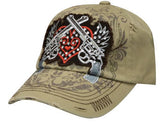 Showman Couture ™ Heart and Crossed Guns Baseball Style Hat.