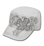 Showman Couture ™ Juniors Military Cargo Style Hat With Western Beaded Cross and Filigree Design.  Adjustable One size fits most.