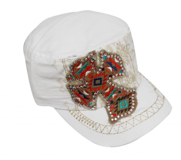 Showman Couture ™ Military Cadet Style Hat with embroidered cross design.