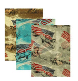 64" X 34" Oversized soft, teal voile scarf with American flag running horse design.