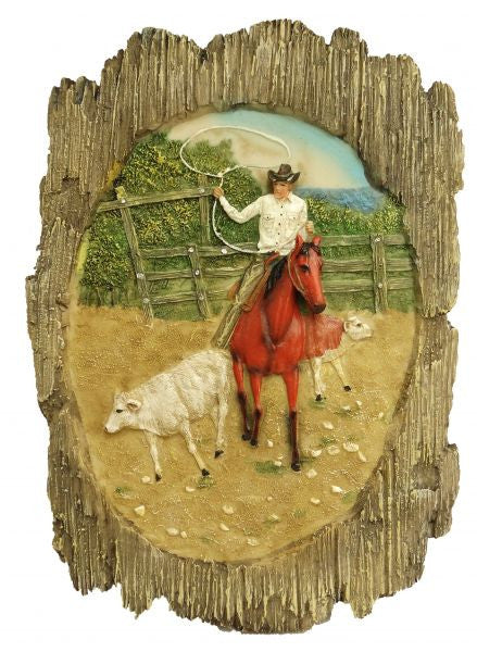 Montana West ® 14" X 9" Roping cowboy wall plaque.