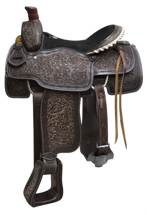16" Circle S Roper Saddle with antiqued tooling .