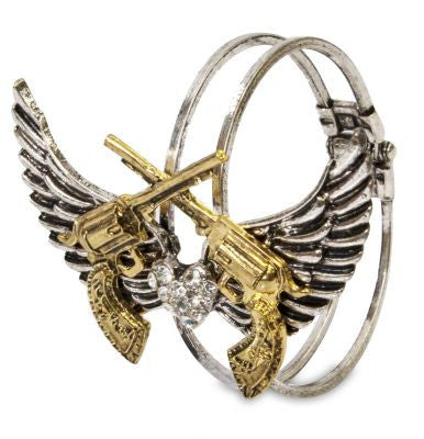 Double golden pistols with wings bracelet