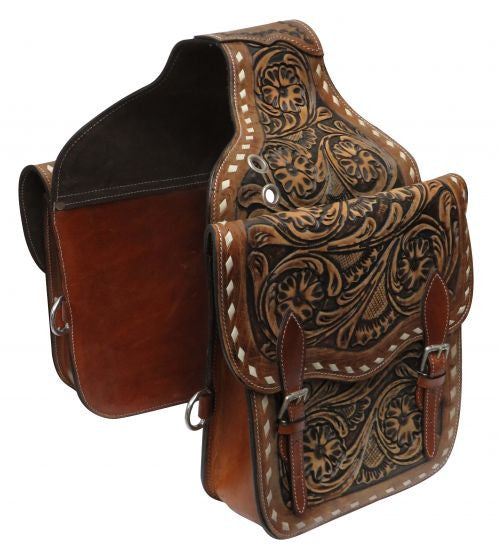 Showman ® Tooled leather saddle bag