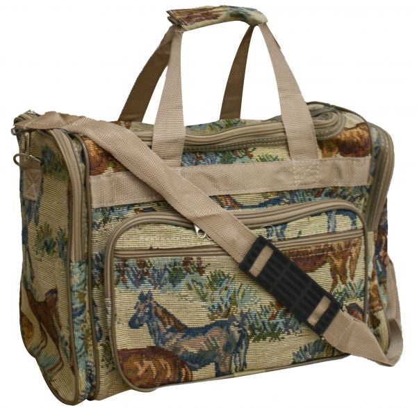 Horse embroidered duffle bag.
