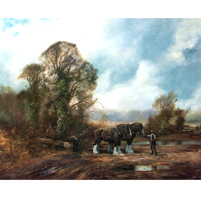 John Trickett Horse Prints - Timber Hauling (Draft)
