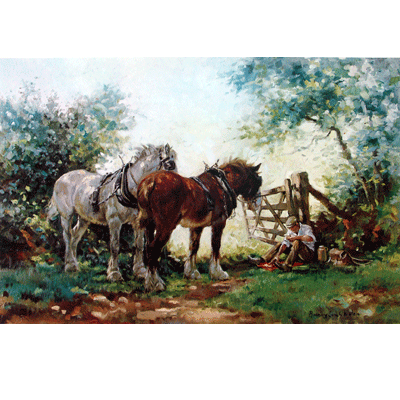 Sally Mitchell Fine Art Horse Prints - The Ploughman's Lunch (Dr
