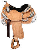 16" or 17" Showman™ large basketweave and oak leaf tooled silver show saddle.