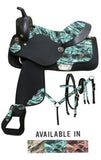 16" Double T  Synthetic saddle set with camo print seat and accents.