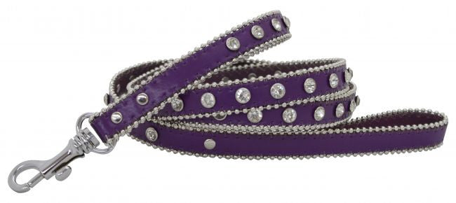 Showman Couture ™ Purple leather leash with crystal rhinestones.