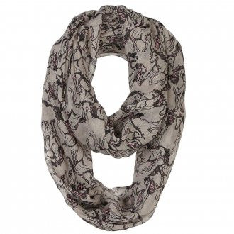 Linear Infinity Horse Scarf Beige with Pink
