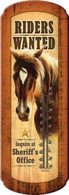 "Riders Wanted" Tin thermometer