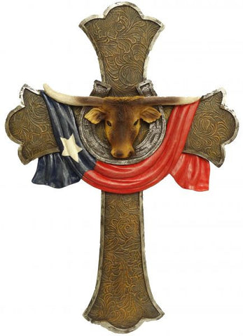 Montana West ® 18" x 13" Texas flag and steer cross
