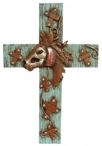 Montana West ® 15.5" x 10.5" Steampunk horse head cross.