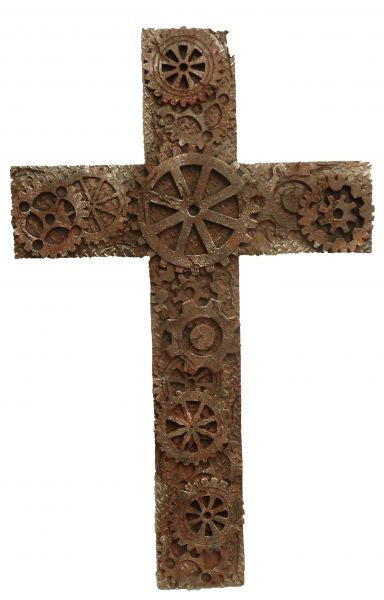 Montana West ®  15" X 10"  Industrial cross with cogs and gears